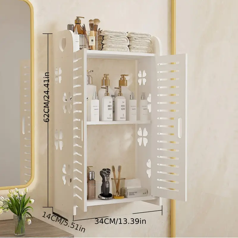 estante de baño de 3 niveles con puerta